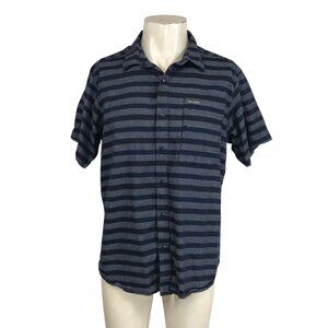 COLUMBIA -MEN'S LARGE -NAVY SHORT SLEEVE COLLARED BUTTON COTTON SHIRT